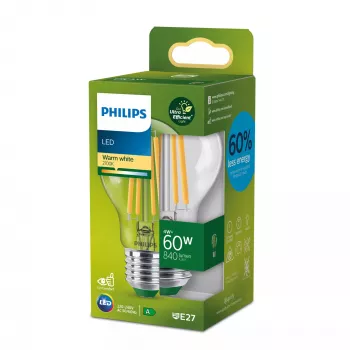 Philips kaitrinė lemputė skaidri 60W A60 E27, 4 W, 60 W, E27, 840 lm, 50000 h, šilta balta