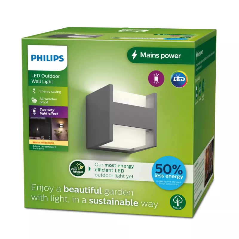 Signify Philips Arbour sieninis lauko šviestuvas 3,8W LED antracitas