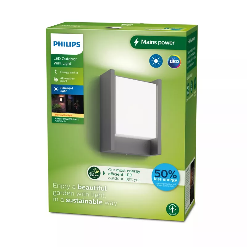 Signify Philips Arbour lauko sieninis šviestuvas 3.8W LED antracitinis, 220–240V, 1 lemputė