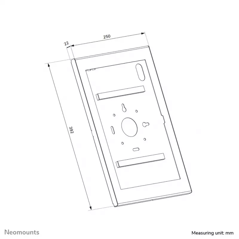 Neomounts WL15-603BL1 — užrakinamas universalus dėklas planšetei iki 14,6 colio (37,1 cm), juodas