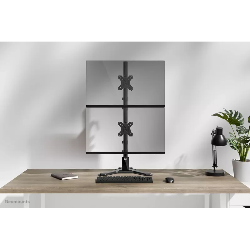 Neomounts dviejų monitorių stovas DS45-600BL2V 2 ekranams 10–32 colių, VESA 75x75–100x100, maks. apkrova 9 kg, laisvai pastatomas, juodas
