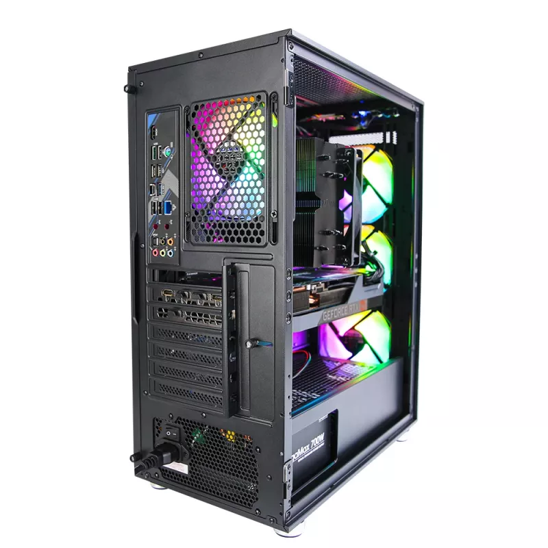 Zalman I3 Neo ATX vidurinis bokštas kompiuterio korpusas su tinkliniu priekiu ir 3 iš anksto sumontuotais ventiliatoriais, juodas