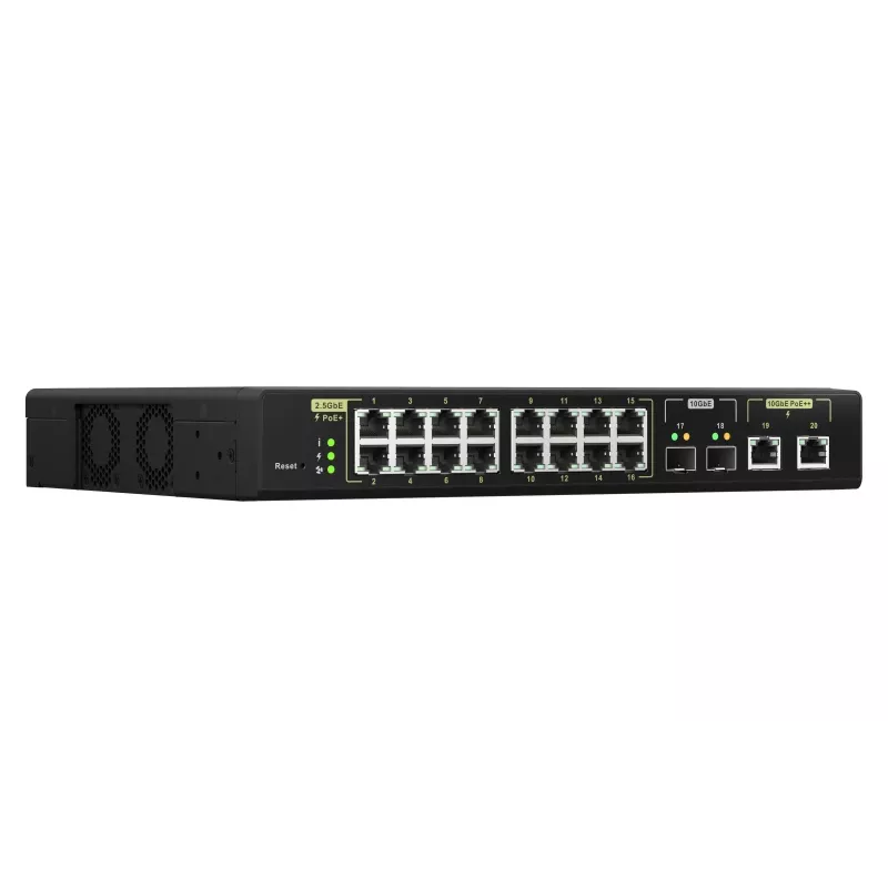 QNAP QSW-M2116P-2T2S valdomas L2 tinklo jungiklis 2.5G Ethernet PoE juodas