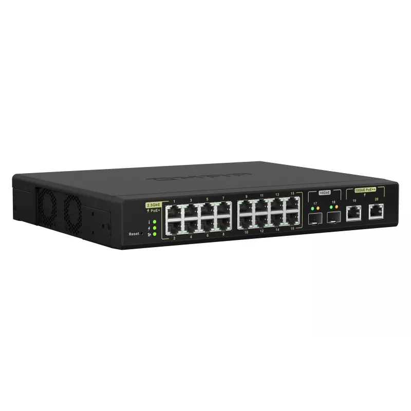 QNAP QSW-M2116P-2T2S valdomas L2 tinklo jungiklis 2.5G Ethernet PoE juodas
