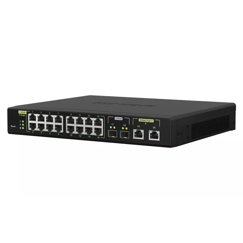 QNAP QSW-M2116P-2T2S valdomas L2 tinklo jungiklis 2.5G Ethernet PoE juodas