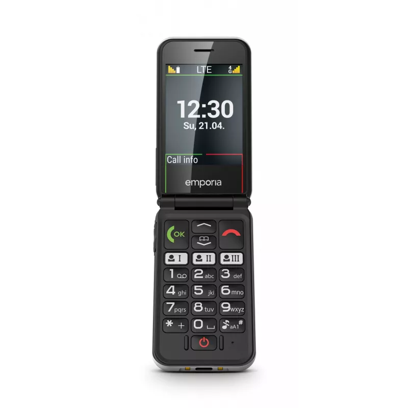 Emporia SIMPLICITYglam.4G 7,11 cm (2,8 colio) 106 g Juodas senjorų telefonas