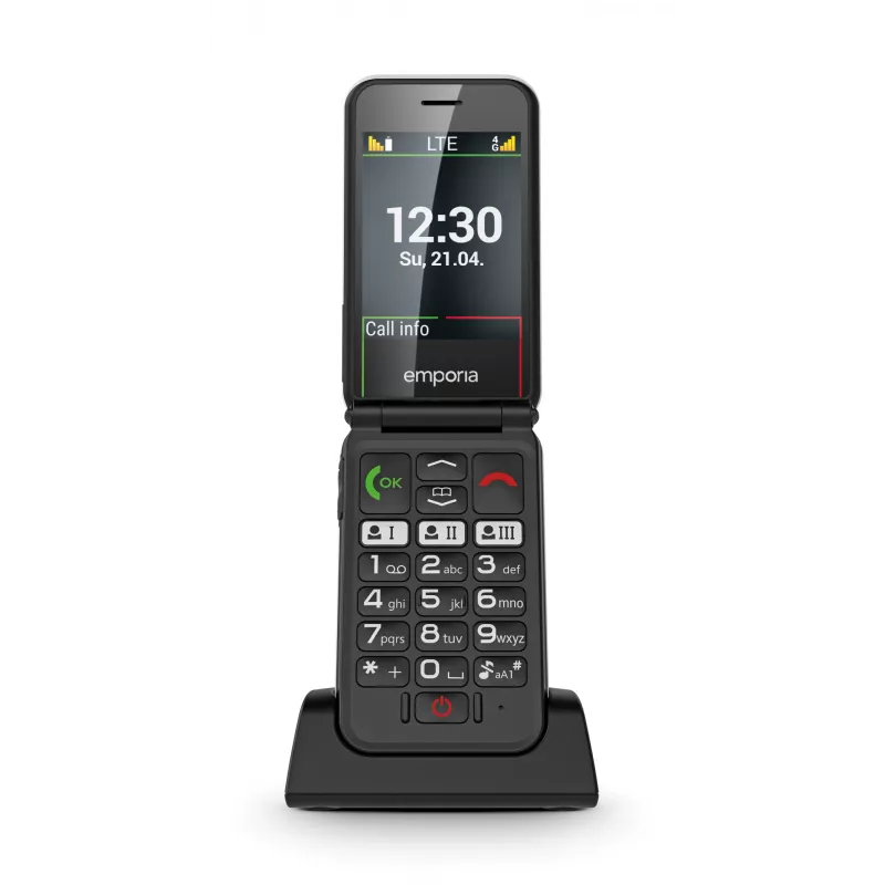 Emporia SIMPLICITYglam.4G 7,11 cm (2,8 colio) 106 g Juodas senjorų telefonas