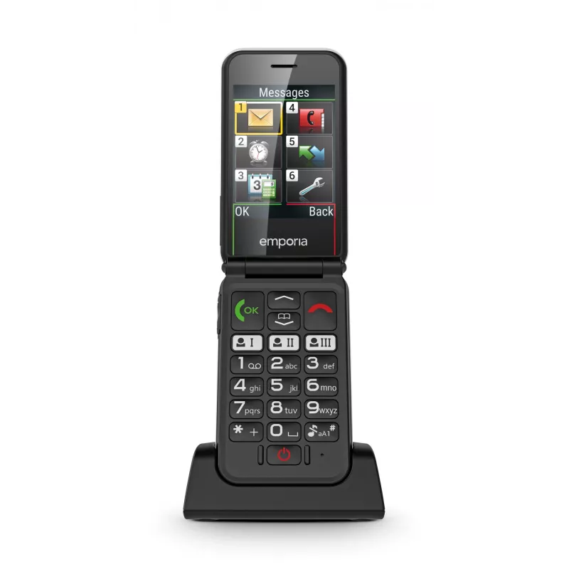 Emporia SIMPLICITYglam.4G 7,11 cm (2,8 colio) 106 g Juodas senjorų telefonas