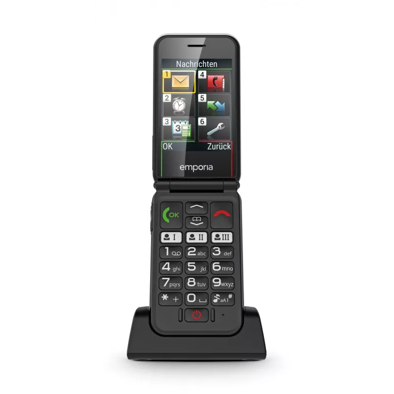 Emporia SIMPLICITYglam.4G 7,11 cm (2,8 colio) 106 g Juodas senjorų telefonas
