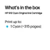HP 912 Cyan originali rašalo kasetė, žydra, 1 vnt., 315 puslapių