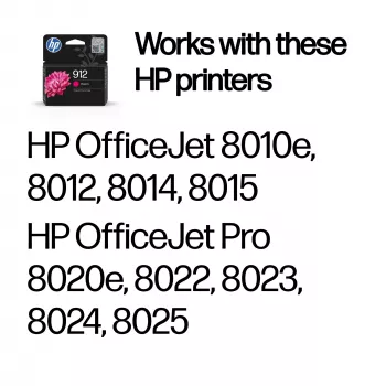 Originali HP 912 rašalo kasetė, rausvai raudona (magenta), 1 vnt., 315 puslapių