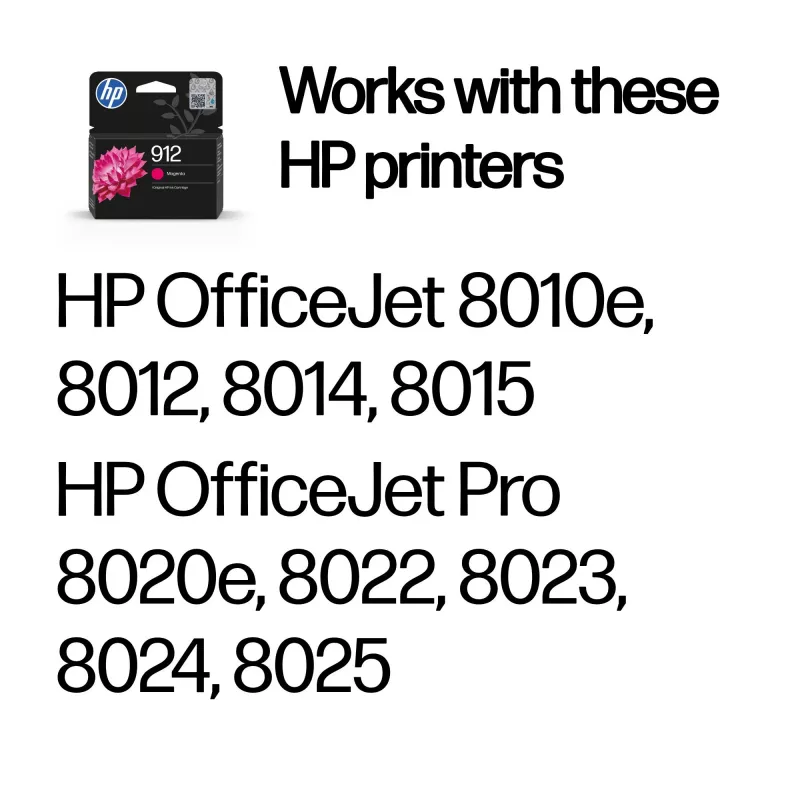 Originali HP 912 rašalo kasetė, rausvai raudona (magenta), 1 vnt., 315 puslapių
