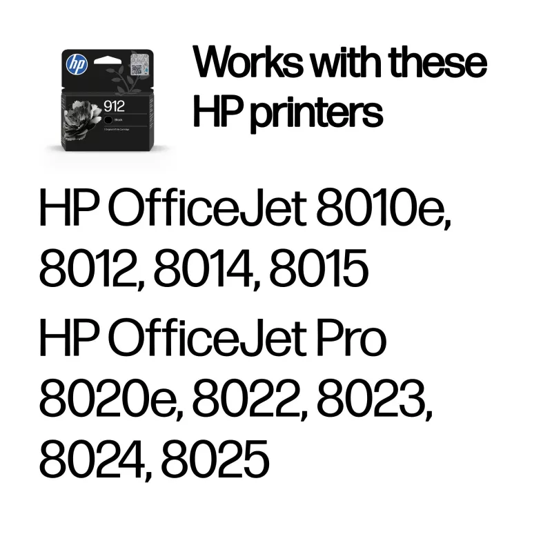 HP 912 Original Black kasetė, juoda, 1 vnt., 250 puslapių