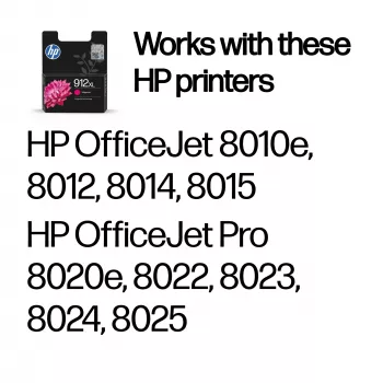 HP 912XL didelės talpos rausvai raudona originali kasetė, 1 vnt., 700 puslapių