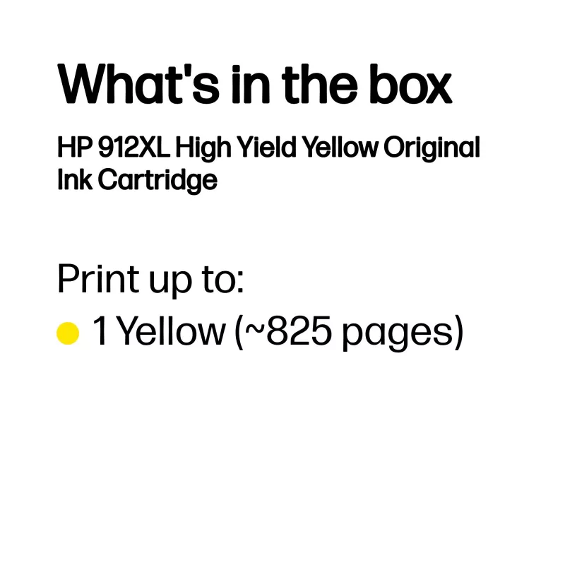 HP 912XL didelės talpos geltona originali kasečių kasetė, geltona, 1 vnt., 700 puslapių