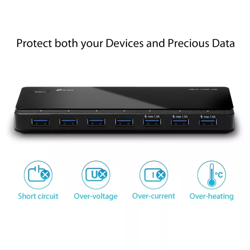 TP-Link UH700 USB 3.2 Gen 1 centras su 7 prievadais, juodas