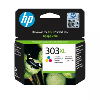 HP 303XL didelės talpos trispalvė originali rašalo kasetė, žydra, purpurinė, geltona, 1 vnt., 415 puslapių