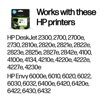 HP 305XL didelės talpos juodi originalūs rašalo kasetė, juoda, 1 vnt., 240 puslapių