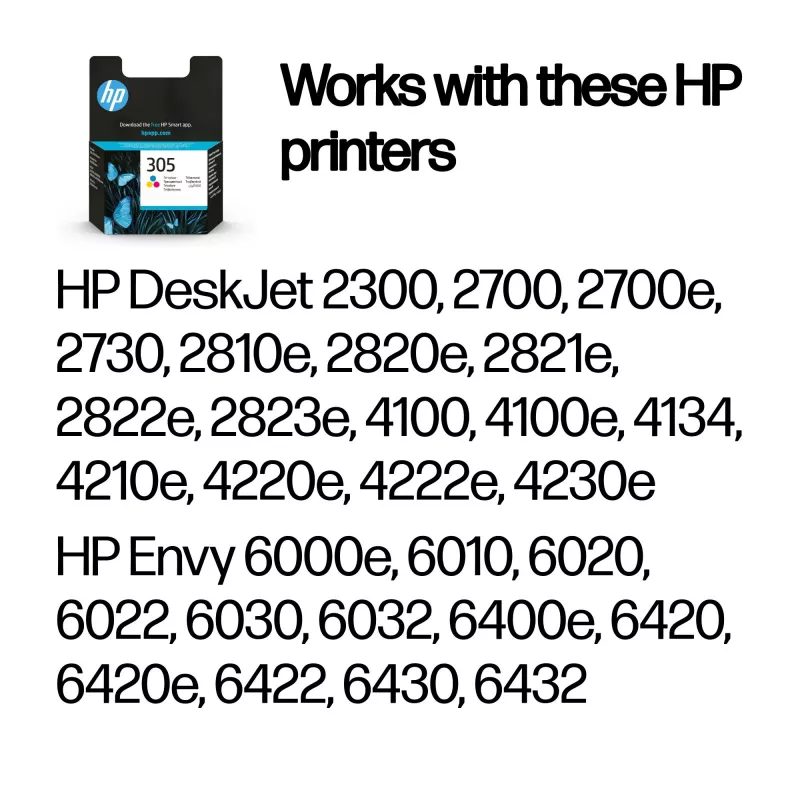 HP 305 Tri-color Original kasetė, žalsvai mėlyna, raudona, geltona, 1 vnt., 100 puslapių