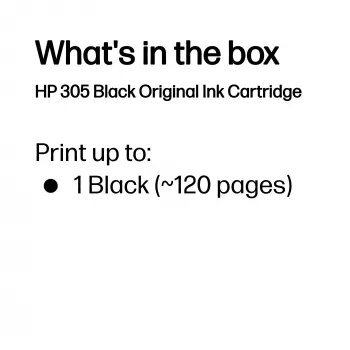 HP 305 Original juoda kasetė, juoda, 1 vnt., 120 puslapių