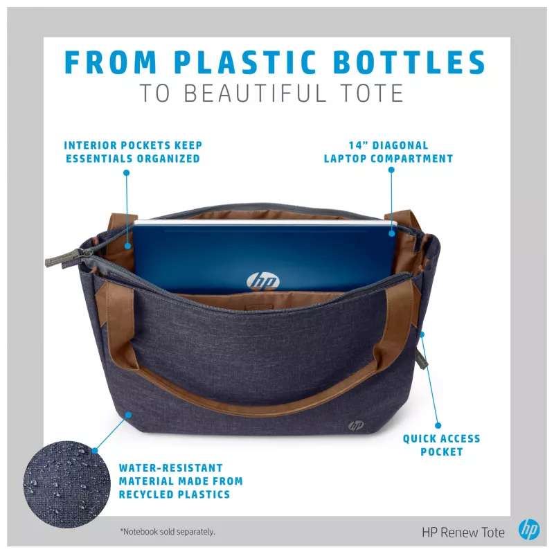 HP Renew 14 Navy Tote – Toploader krepšys nešiojamam kompiuteriui iki 14 colių