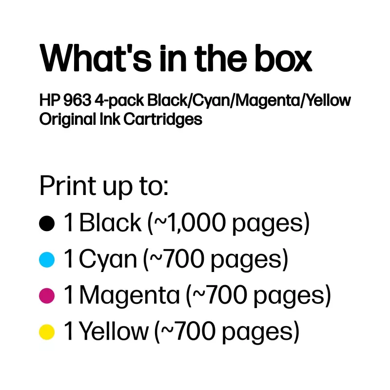HP 963 4vnt juoda/žydra/rausvai geltona originalios kasetės