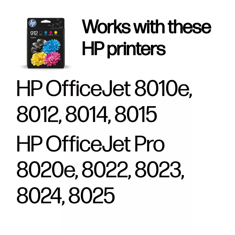HP 912 originalių rašalo kasečių rinkinys 4 vnt. juoda/žydra/rausvai raudona/gelsva