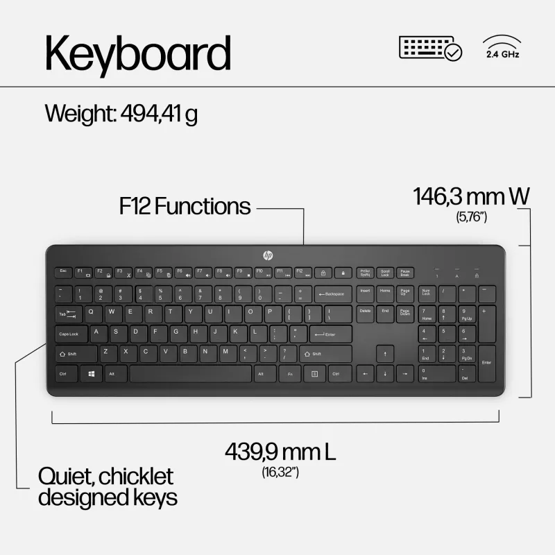 HP 230 belaidė pelė ir klaviatūros rinkinys