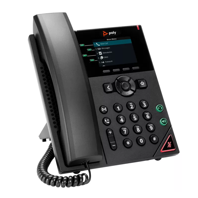 HP Poly VVX 250 IP telefono aparatas su 4 linijomis ir PoE, juodas, LCD 320x240 pikselių
