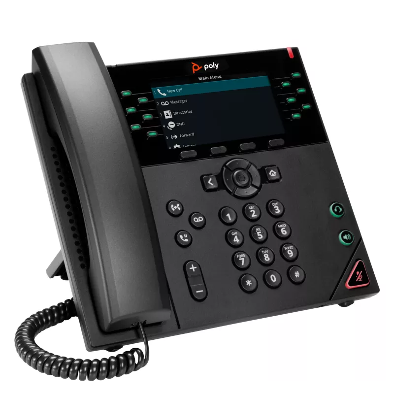 HP Poly VVX 450 IP telefonas, 12 linijų, PoE, juodas, laidinis ragelis, LCD 10,9 cm (4,3 colio)