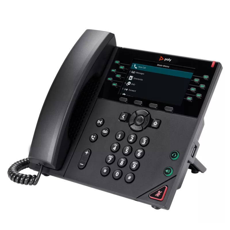 HP Poly VVX 450 IP telefonas, 12 linijų, PoE, juodas, laidinis ragelis, LCD 10,9 cm (4,3 colio)
