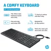 HP 150 laidinė klaviatūra, pilno dydžio, USB, juoda, 1 m laidas