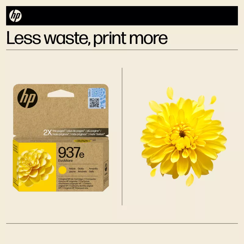 Originali HP 937e EvoMore geltona kasetė