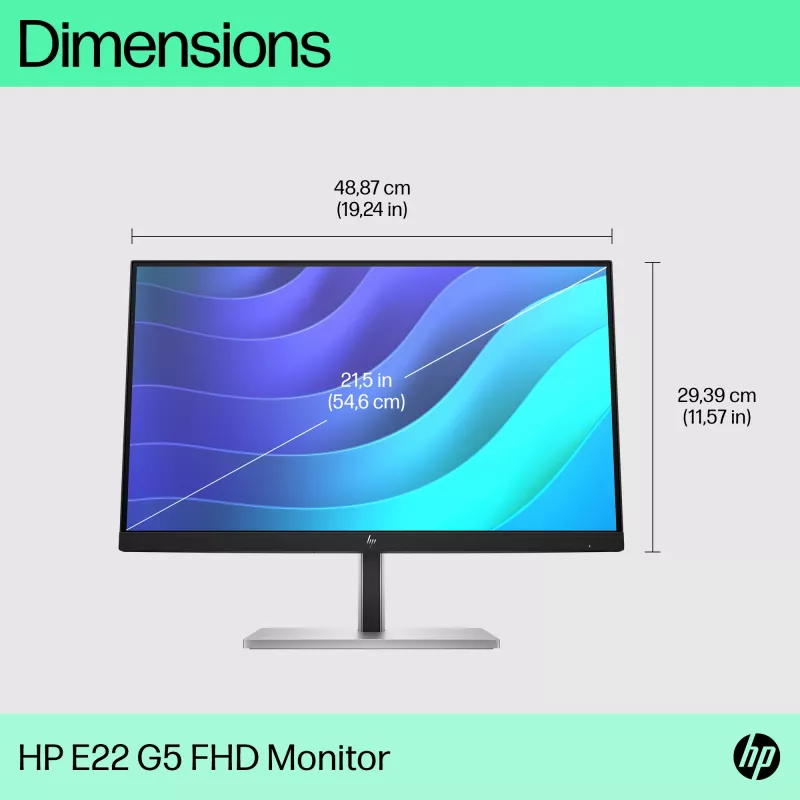 HP E-Series E22 G5 FHD monitoras, 54,6 cm (21,5 colio), Full HD, LCD, 5 ms (atnaujinta prekė)