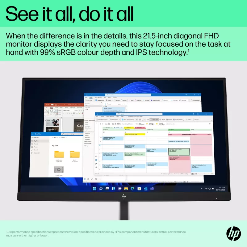 HP E-Series E22 G5 FHD monitoras, 54,6 cm (21,5 colio), Full HD, LCD, 5 ms (atnaujinta prekė)