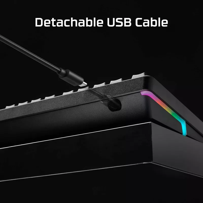 Mechaninė žaidimų klaviatūra Kingston (HyperX) Alloy Rise 75 – kompaktiškas 75% išdėstymas, laidinė, modelis 7G7A4AA#ABD
