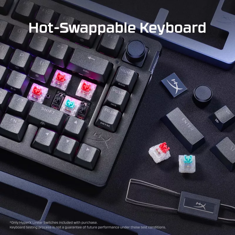 Mechaninė žaidimų klaviatūra Kingston (HyperX) Alloy Rise 75 – kompaktiškas 75% išdėstymas, laidinė, modelis 7G7A4AA#ABD