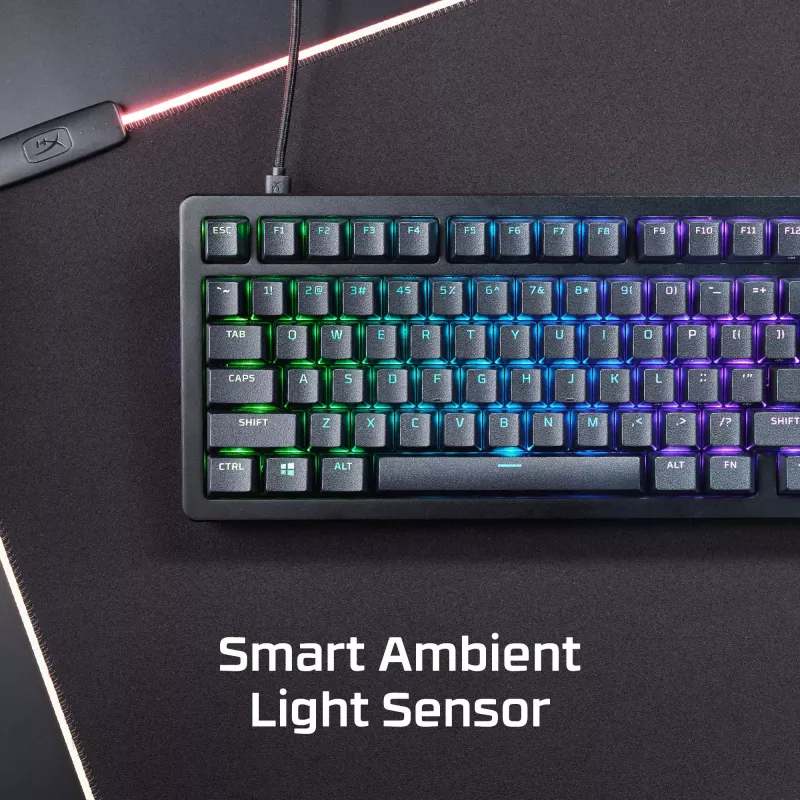 Mechaninė žaidimų klaviatūra Kingston (HyperX) Alloy Rise 75 – kompaktiškas 75% išdėstymas, laidinė, modelis 7G7A4AA#ABD
