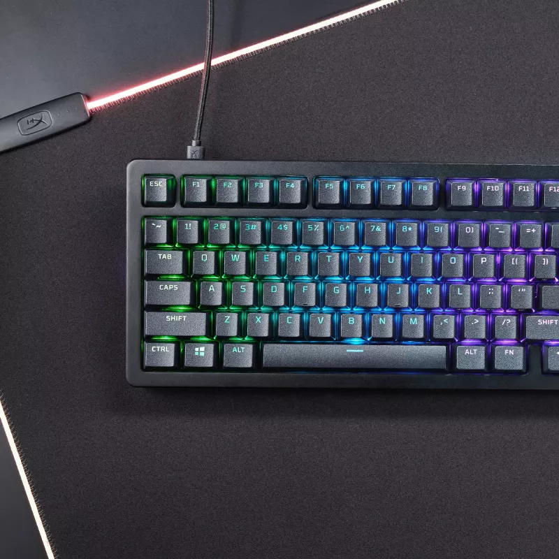Mechaninė žaidimų klaviatūra Kingston (HyperX) Alloy Rise 75 – kompaktiškas 75% išdėstymas, laidinė, modelis 7G7A4AA#ABD