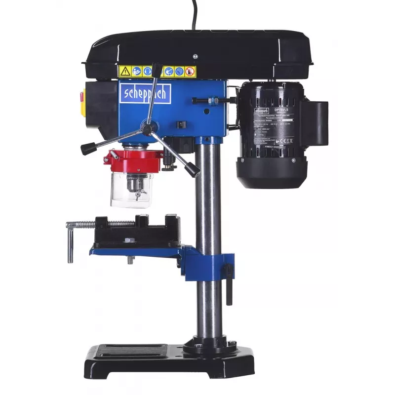 Stalinis gręžimo stovas Scheppach DP16VLS 500 W, plieninis korpusas, 230–240 V, 2500 aps./min., 13 mm griebtuvas, 600×220×435 mm