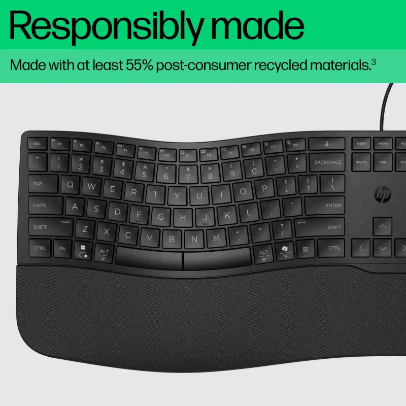 HP 480 Comfort Wired klaviatūra, pilno dydžio, USB, juoda, 1,5 m