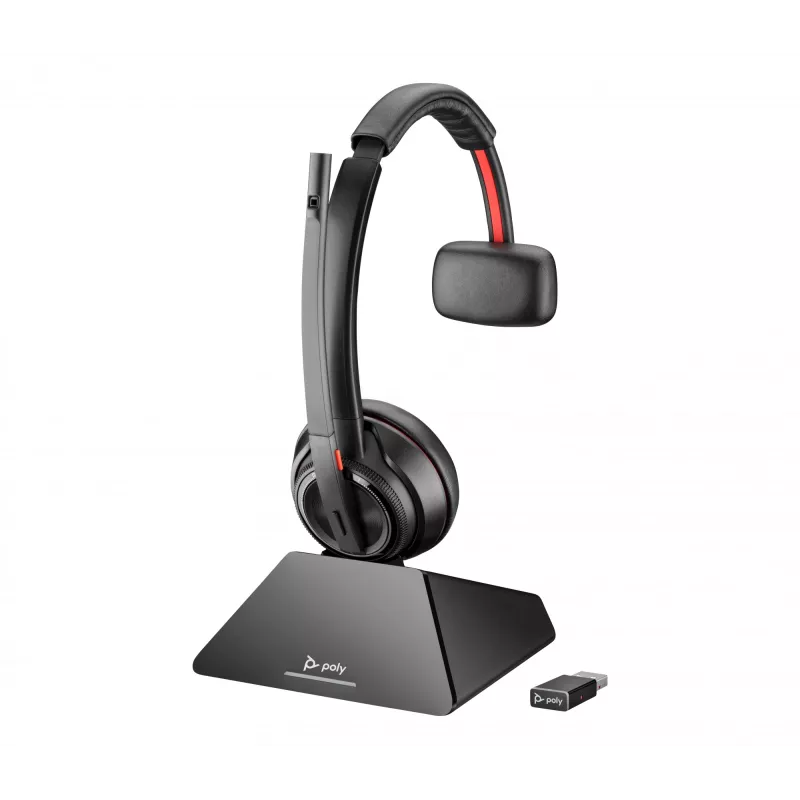 HP Poly Savi 8210 vienapusė ausinė DECT 1880-1900 MHz su įkrovimo stotele