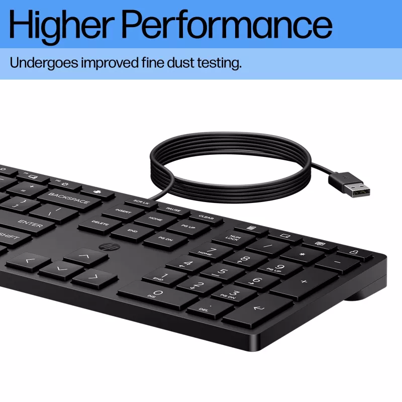 HP Wired Desktop 320K klaviatūra, laidinė, pilno dydžio USB, membraninė, juoda
