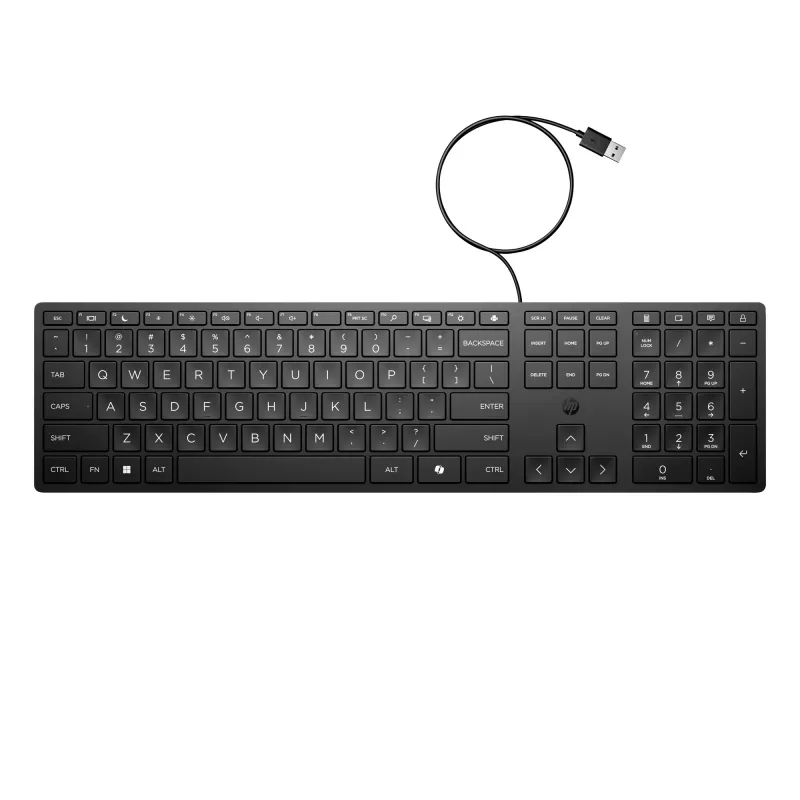 HP Wired Desktop 320K klaviatūra, laidinė, pilno dydžio USB, membraninė, juoda