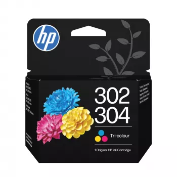 HP 302/304 Tri-color Original rašalo kasetė, žalsvai mėlyna, rausvai raudona, geltona, 1 vnt., 100 puslapių