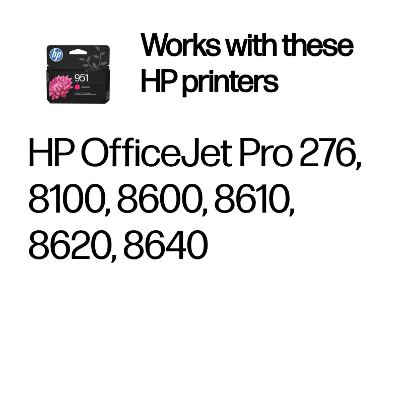 Kasetė rašalinė HP 951 Magenta Original – pigmentinis rašalas, standartinė talpa, 8 ml, 535 puslapiai