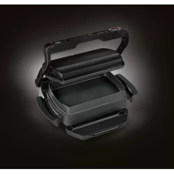 Kontaktinė grilio keptuvė Tefal GC7148 – 2000 W, nerūdijančio plieno korpusas, stačiakampė, reguliuojamas termostatas, grotelės viršuje, 365×365×175 mm