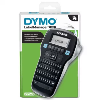 DYMO LabelManager 160 QWERTZ etikečių spausdintuvas, juodas/sidabrinis