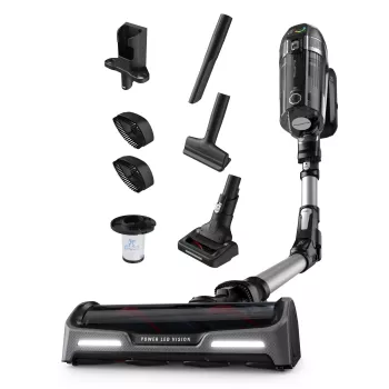 Rowenta X-Force RH9958 belaidis 2-in-1 šluotinis dulkių siurblys, HEPA filtras, 0,9 L, juodai pilkas