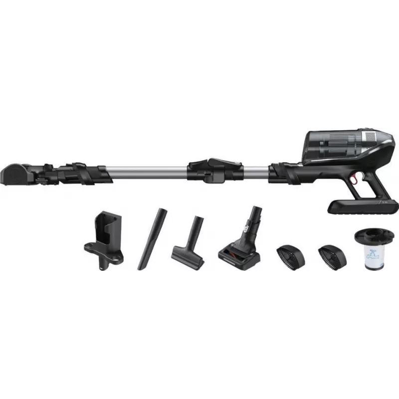 Rowenta X-Force RH9958 belaidis 2-in-1 šluotinis dulkių siurblys, HEPA filtras, 0,9 L, juodai pilkas